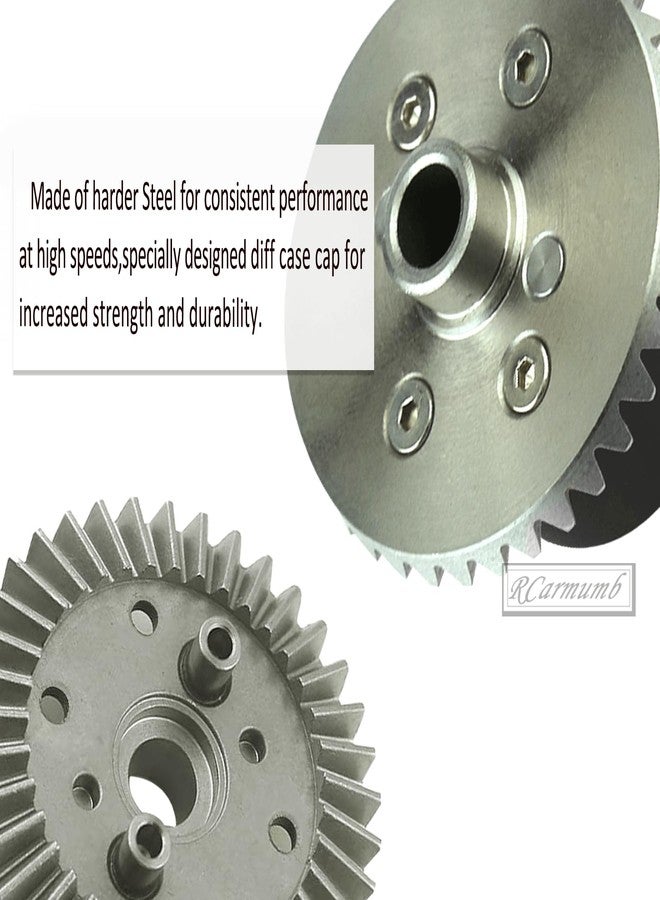 Rcarmumb Upgrades Part for 1/10 Granite/Senton/Vorteks/Big Rock 3S BLX,1/10 Outcast/Kraton 4S BLX 4X4,1/8 Vendetta/Typhon 3s blx，Steel 37T Main Gear & Differential Case & Input Gear 13T,Black - Image 4